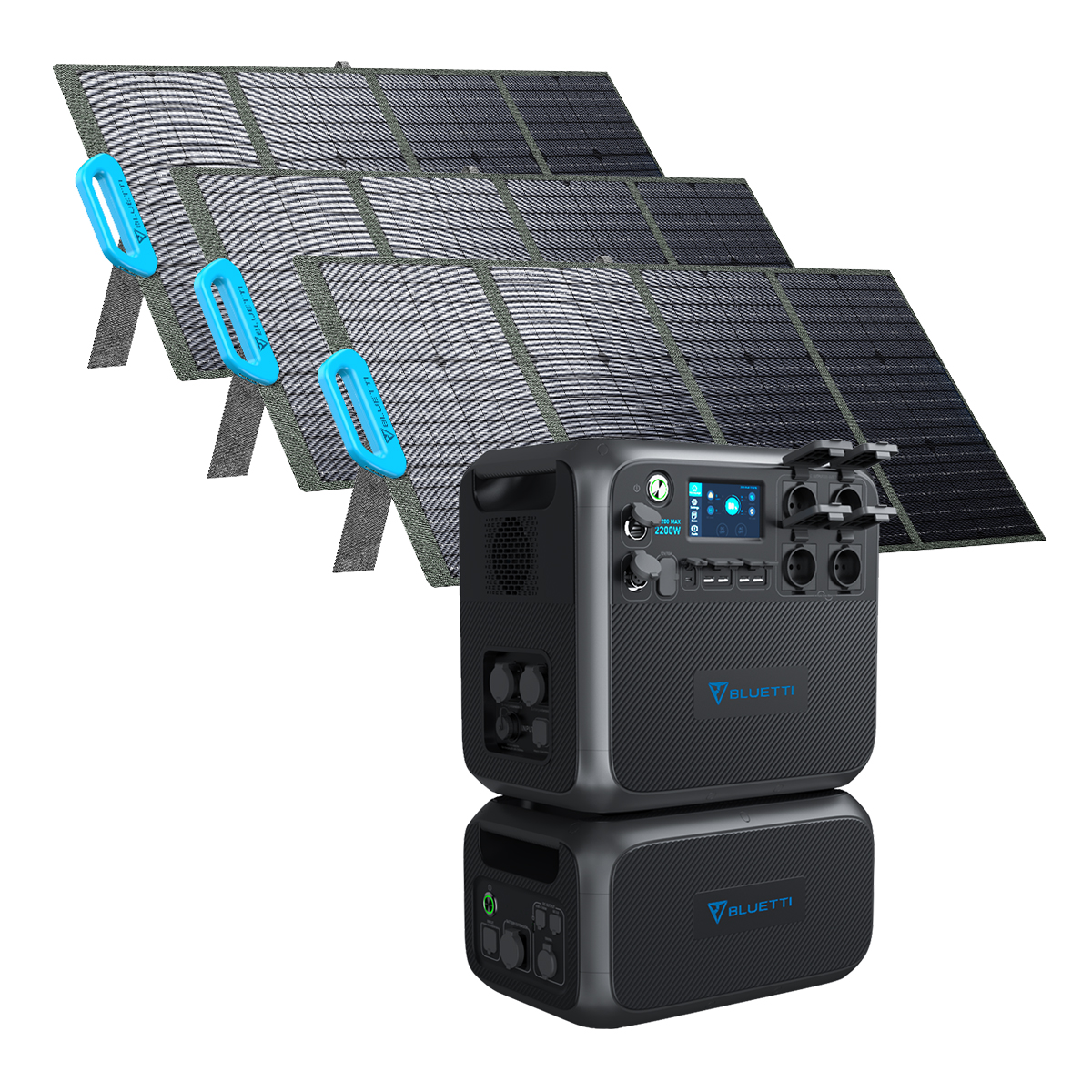 BLUETTI AC200MAX und B230 und Pcs 200W Schwarz 3 2048 Wh Solarpanel PV200 Stromerzeuger