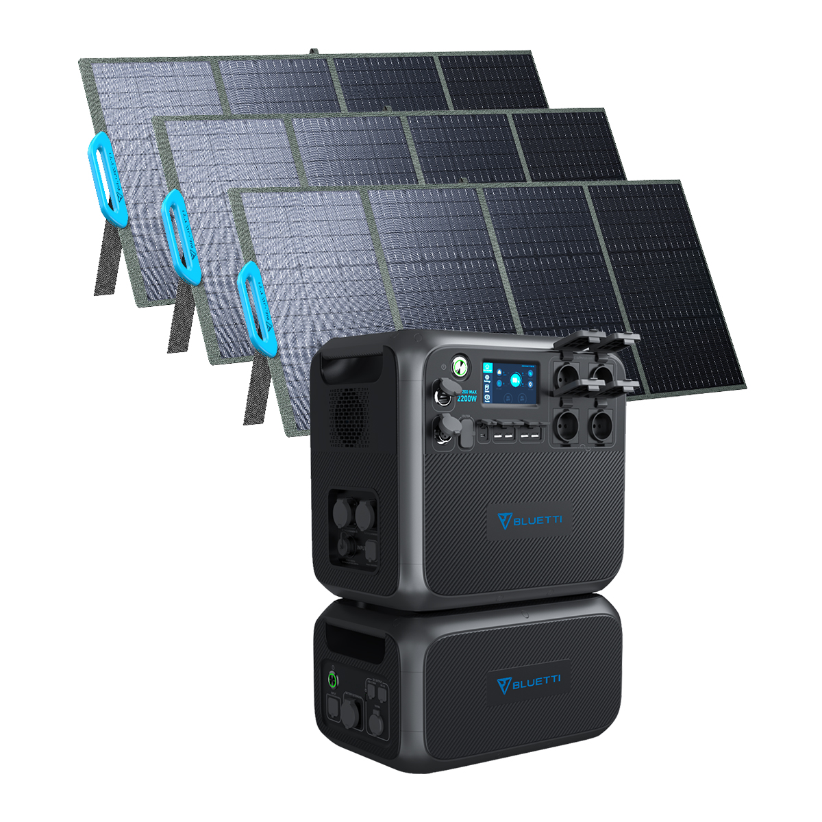 Wh B230 Pcs Stromerzeuger Schwarz BLUETTI Solarpanel 4096 und und 3 AC200MAX PV120