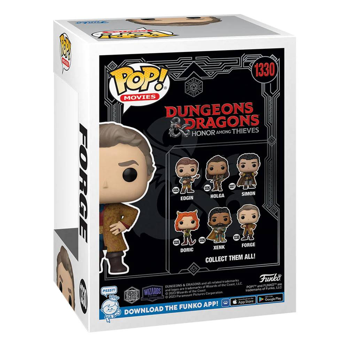 Retro di una scatola Funko Pop. Mostra i personaggi di Dungeons & Dragons.