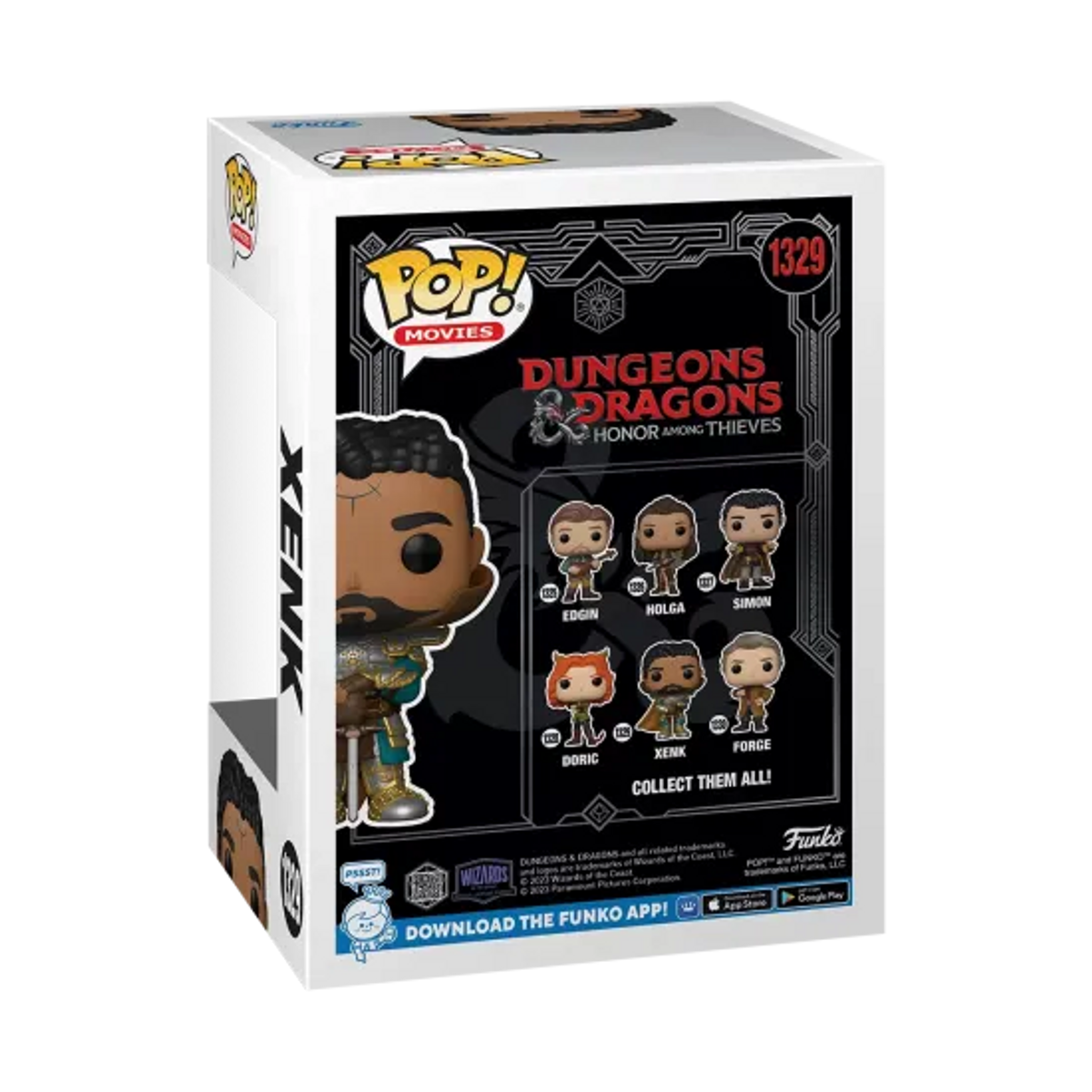 Rückseite einer Funko Pop-Box. Es zeigt Charaktere von Dungeons & Dragons.