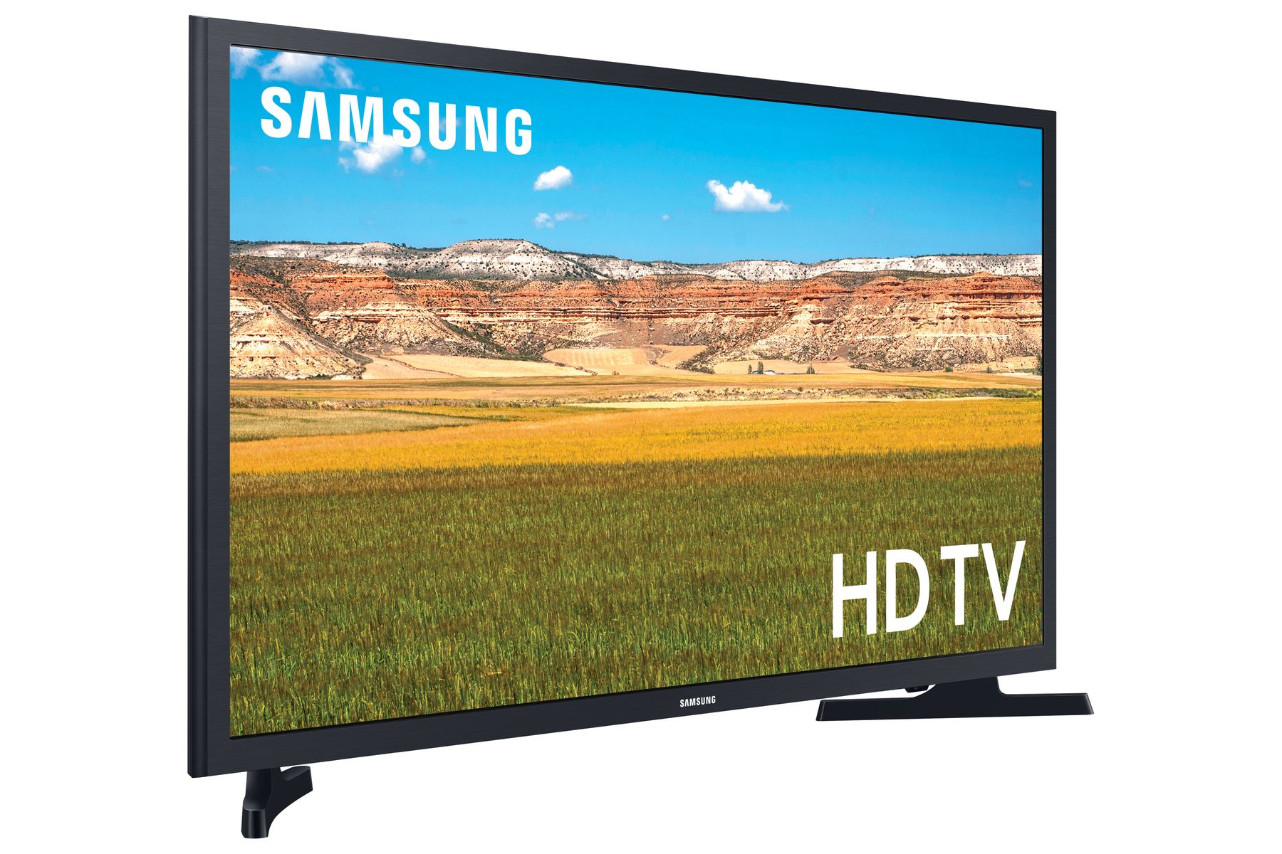 Samsung HDTV con scena paesaggistica sullo schermo. Parole 'SAMSUNG' e 'HDTV' visibili.