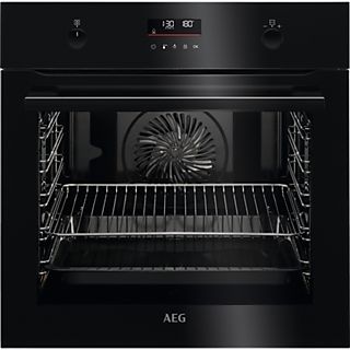 Horno pirolítico  - BPE535160B AEG, Integrable, Calor inferior, Cocción convencional/tradicional, Descongelar, Congelados, Gratinar, Turbo + Horneado sin extraer la humedad, Función Pizza, Turbo, Grill Turbo, Pirolítico, 71 l, 59,5 cm, Negro