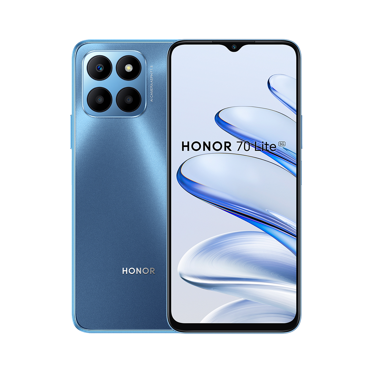 Móvil - Honor 70 Lite 5G HONOR, Ocean Blue, 128 GB, 4 GB, 6,5 ", HD+, Qualcomm Snapdragon SM4350Pro 5000 mAhmAh
