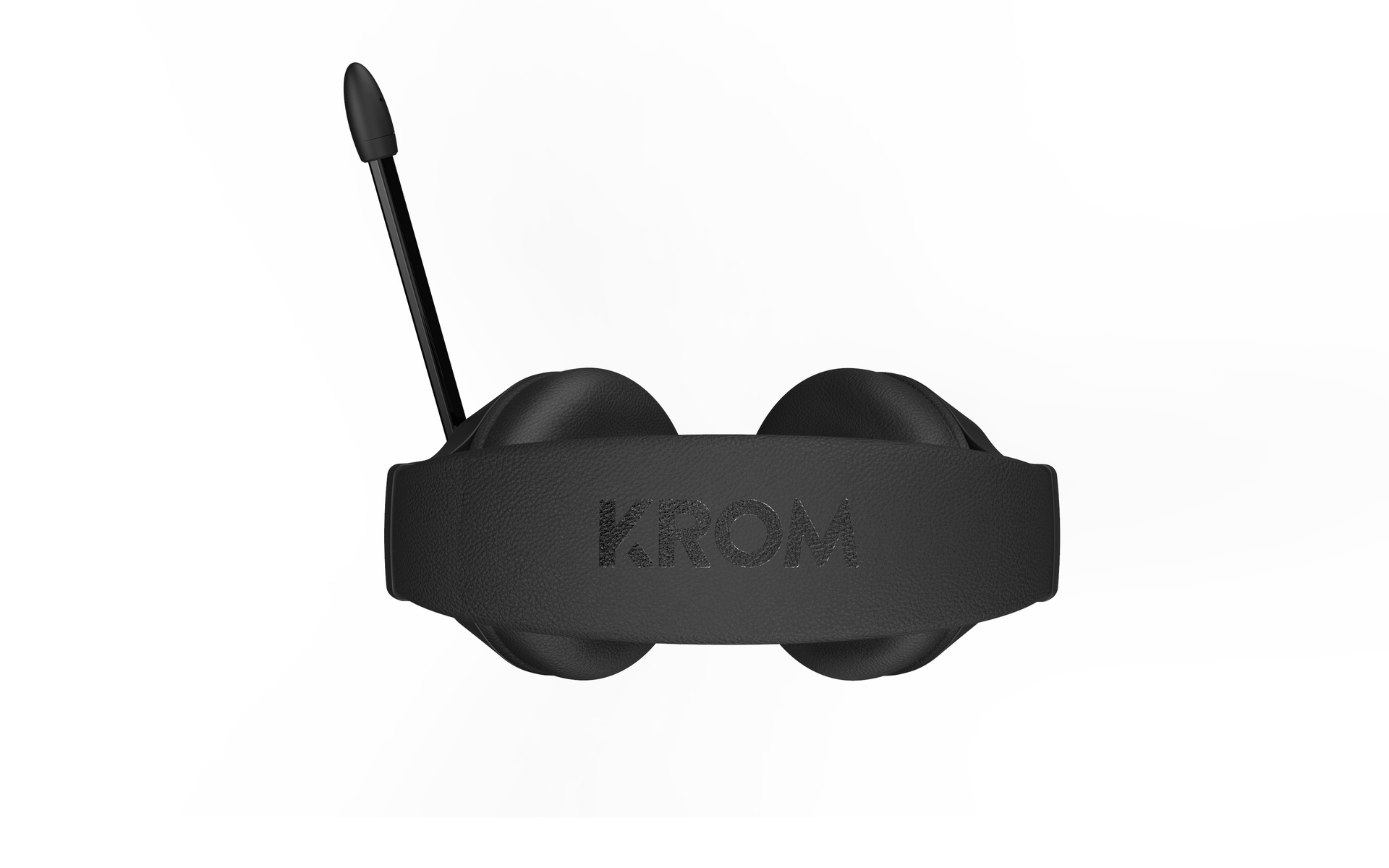 Cuffie Krom nere dall'alto, con microfono sul lato sinistro.