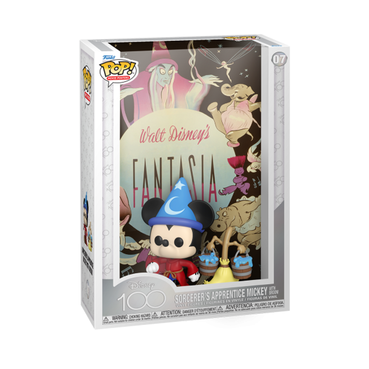 Una caja Funko Pop de Mickey Mouse como Aprendiz de Brujo de Fantasía. El arte de la caja es visible.