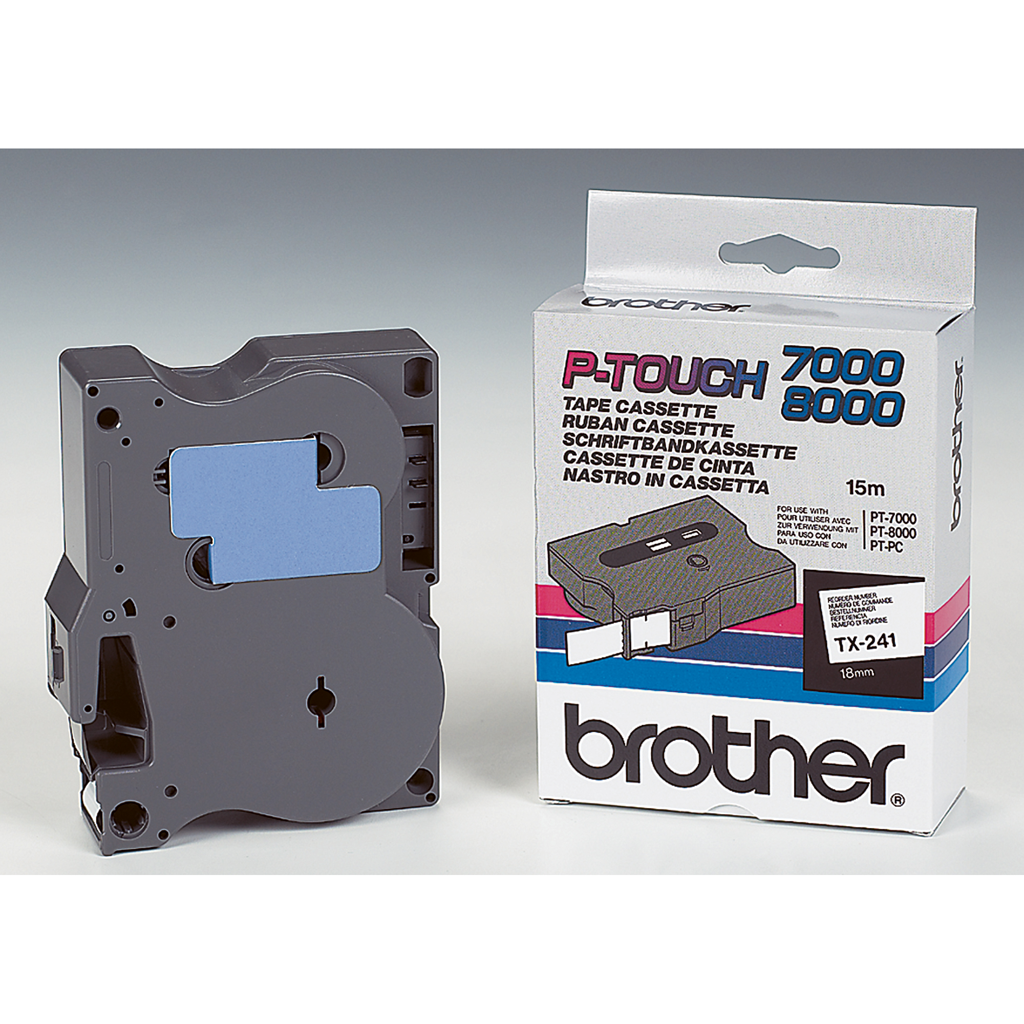 BROTHER Tape Cassette auf schwarz weiß TX241 Schriftbandkassette