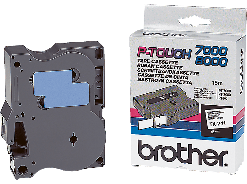 BROTHER Tape Cassette auf schwarz weiß TX241 Schriftbandkassette