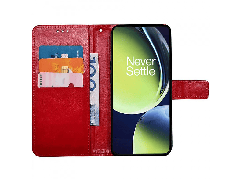 CASEONLINE 3-karten, Bookcover, OnePlus, Nord CE 3 Lite, Rot