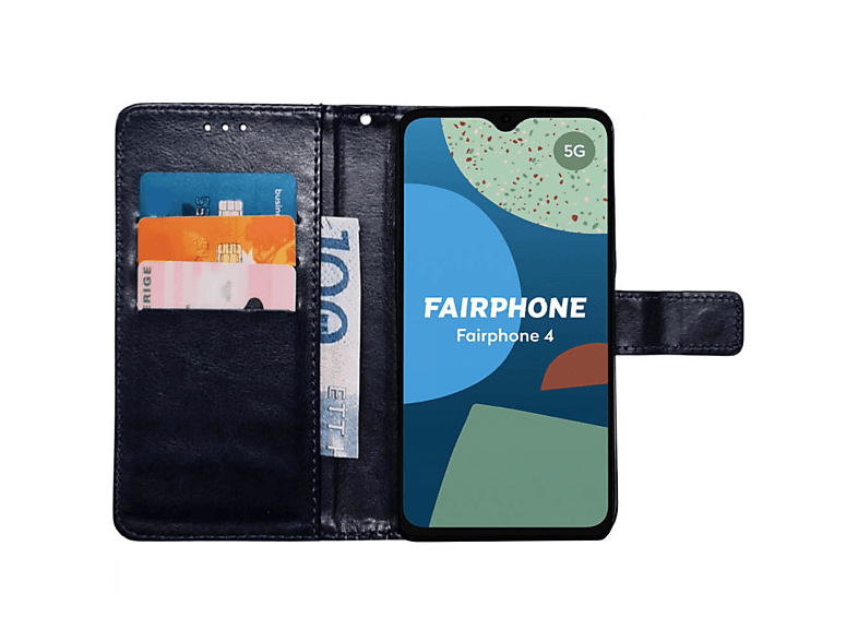 CASEONLINE 3-karten, Bookcover, Fairphone, 4, Dunkelblau