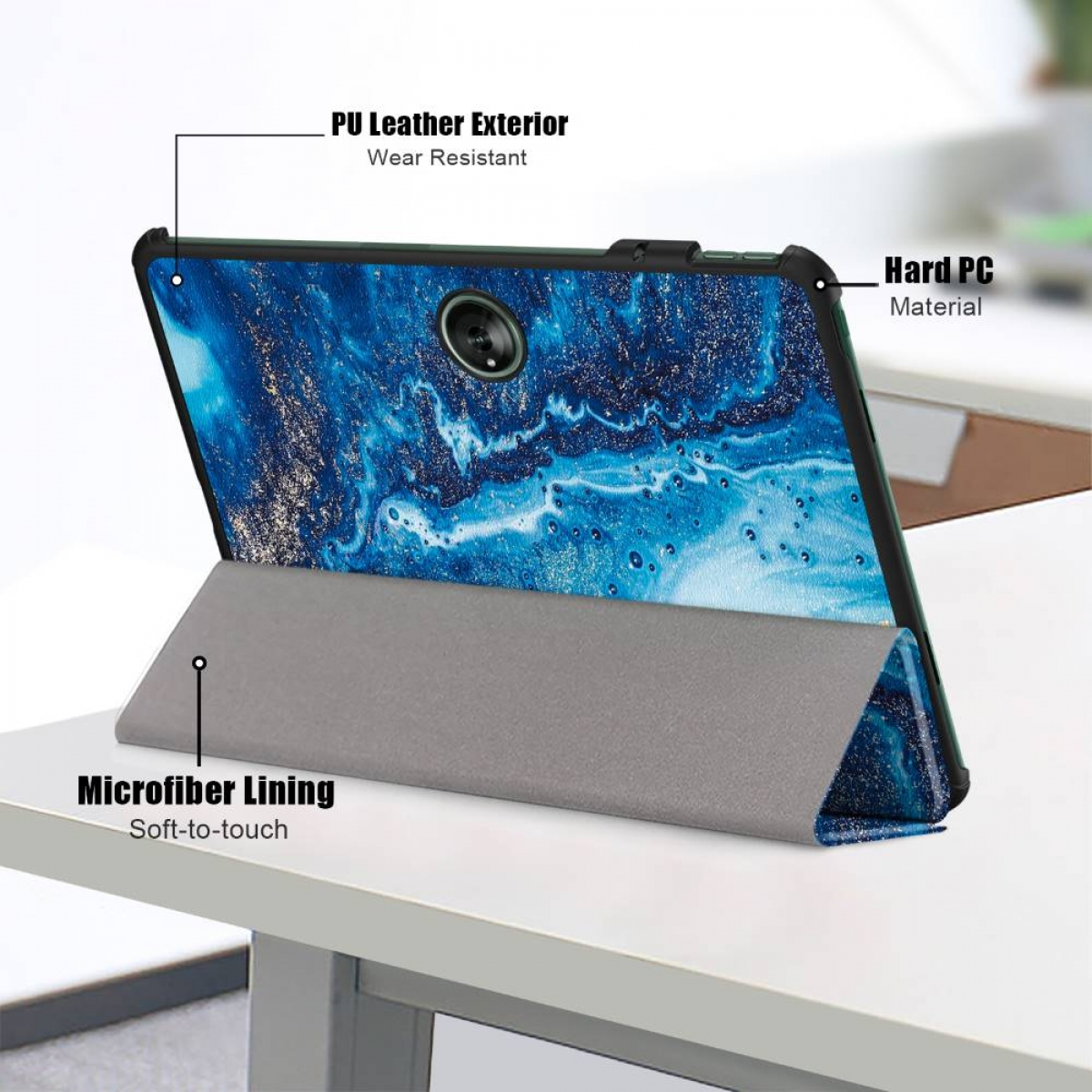 OnePlus CASEONLINE Cover Kunststoff, Blue Marble Full Tablethülle Aktiv für