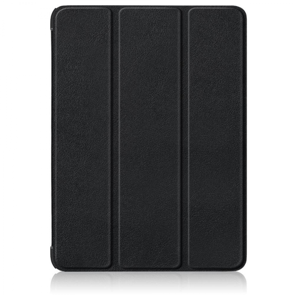 Schwarze Tablet-Hülle, geschlossen, zeigt eine strukturierte Oberfläche und minimalistisches Design.
