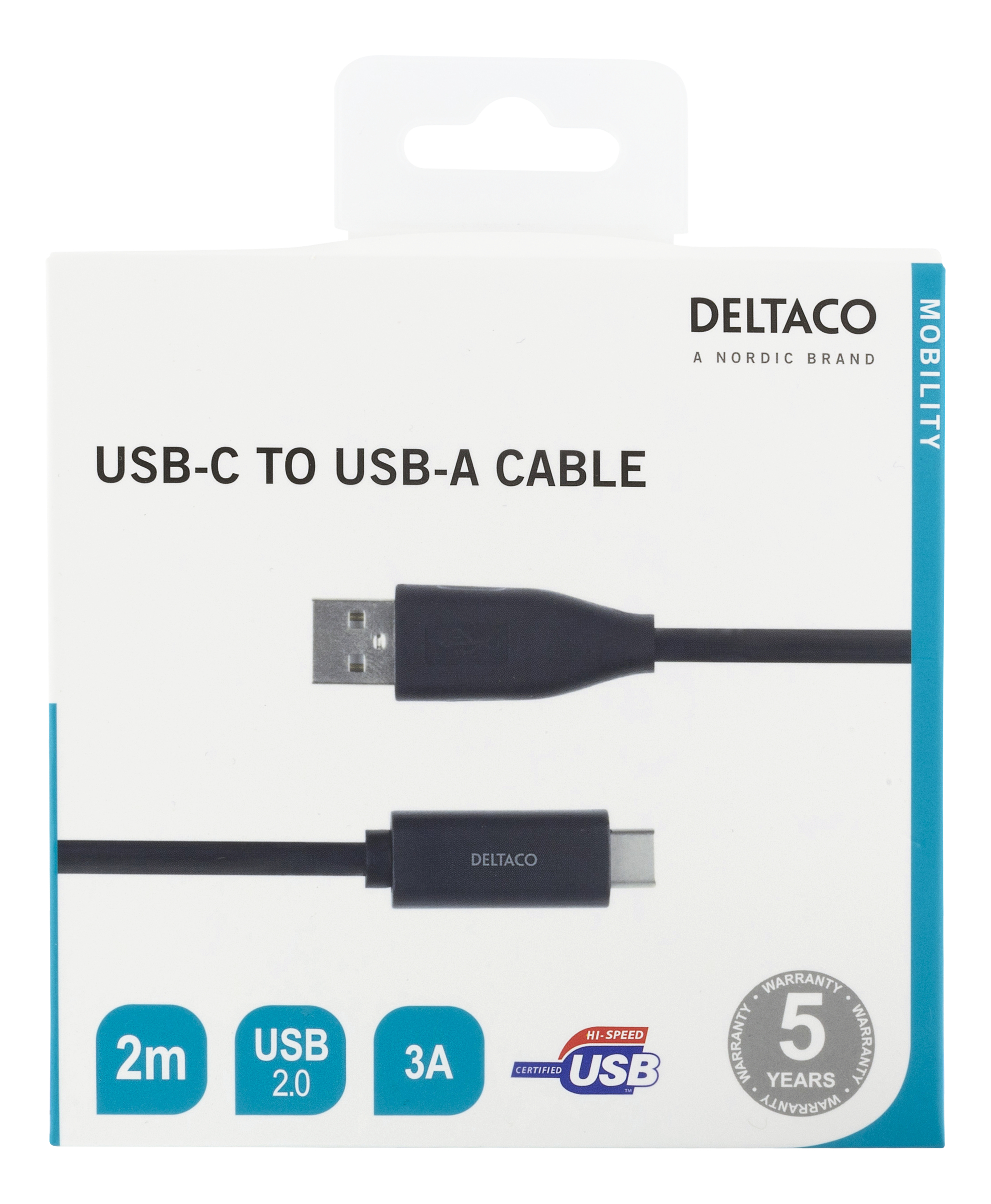 DELTACO USBC-1006M Kabel, Schwarz