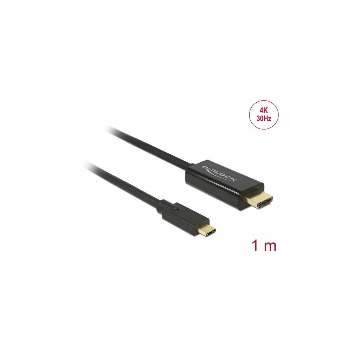 Optionen Audio, & & DELOCK <gt/> USB Display Schwarz Type-C TV m Video, 1 HDMI & Kabel Zubehör, DELOCK 30Hz &