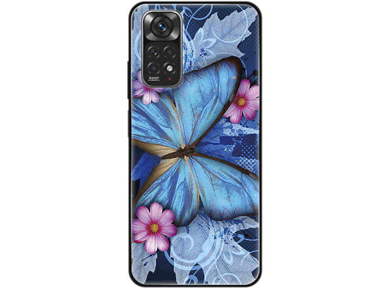KÖNIG DESIGN Case, Backcover, Xiaomi, Redmi Note 11, Schmetterling Blau