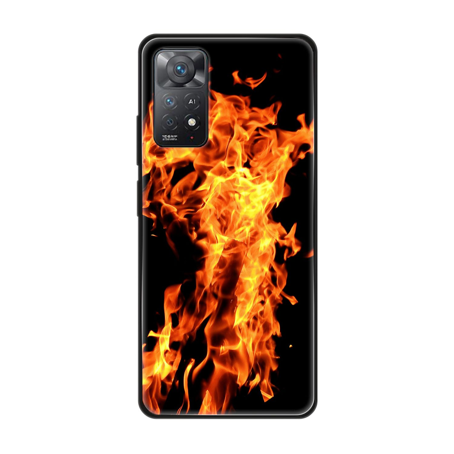 KÖNIG Xiaomi, Note 11E Case, Backcover, Redmi DESIGN Feuer Pro,