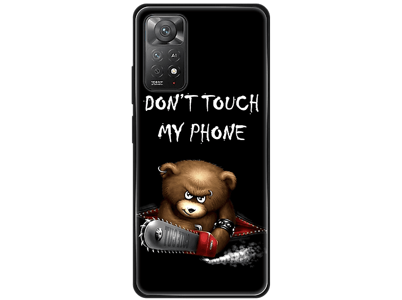 KÖNIG DESIGN Case, Backcover, Xiaomi, Redmi Note 11E Pro, Dont Touch My Phone Bär Schwarz