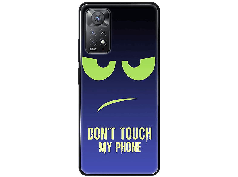 KÖNIG DESIGN Case, Backcover, Xiaomi, Redmi Note 11E Pro, Dont Touch My Phone Grün Blau
