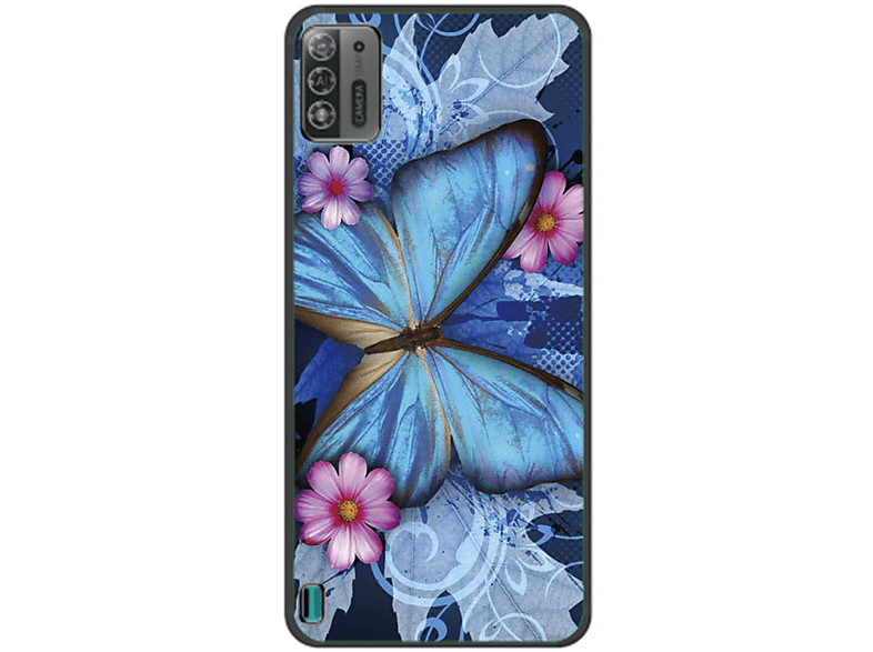 Case, KÖNIG Blau ZTE, A52 Lite, Backcover, Schmetterling Blade DESIGN