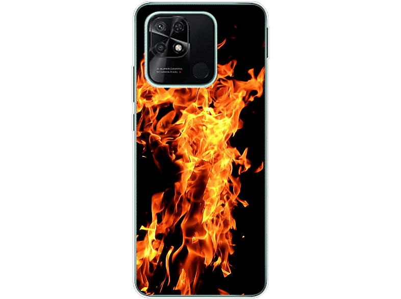 KÖNIG DESIGN Case, Backcover, Xiaomi, Redmi 10C, Feuer