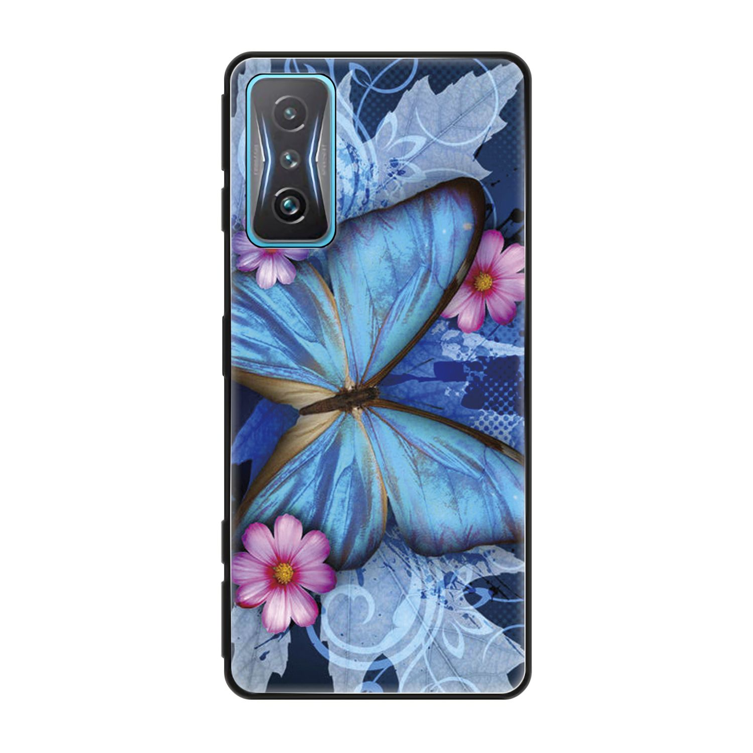 K50 DESIGN Redmi KÖNIG Blau Gaming, Case, Xiaomi, Backcover, Schmetterling