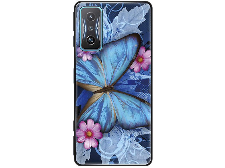 K50 Xiaomi, Gaming, Blau KÖNIG Redmi Schmetterling Backcover, Case, DESIGN