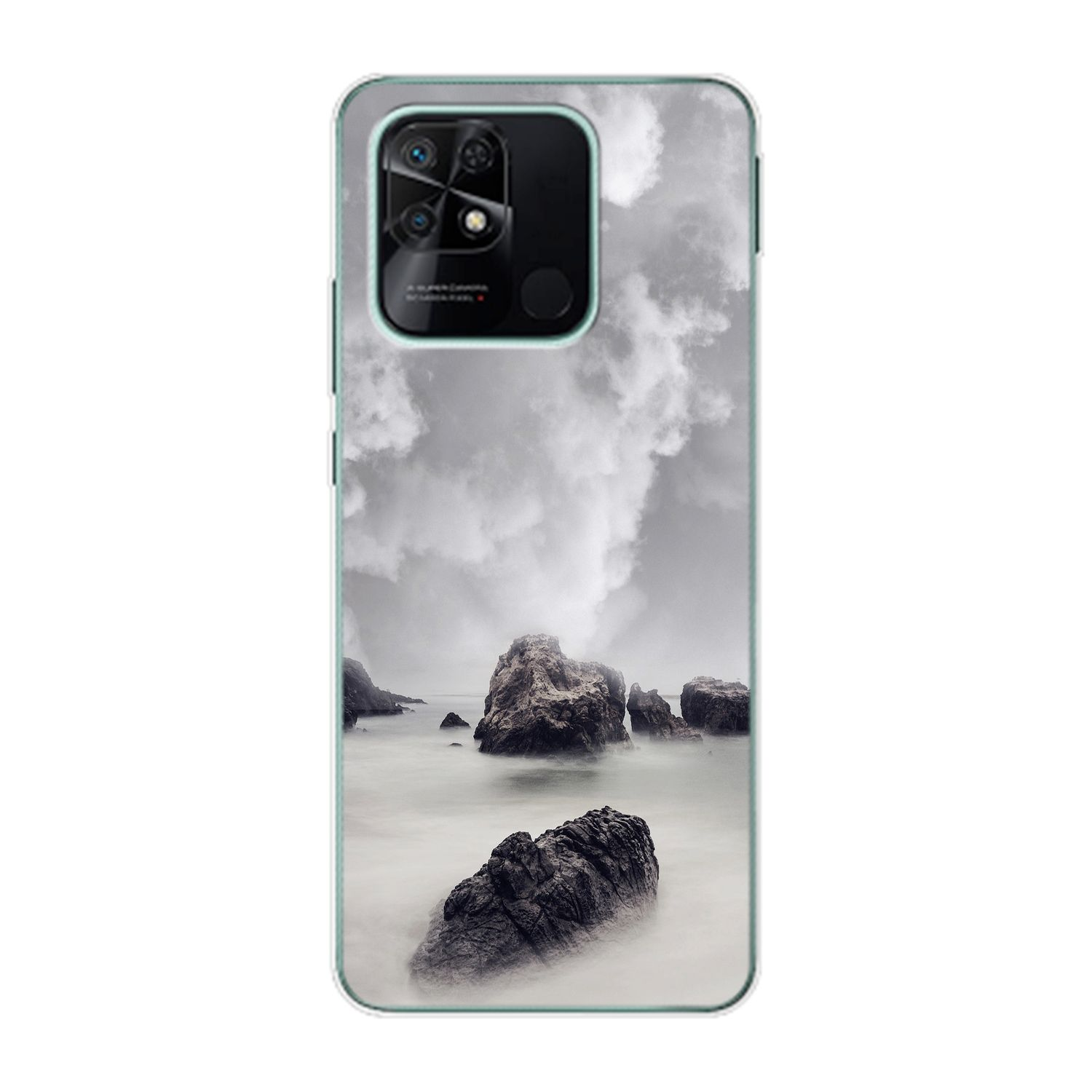 10C, Wolken KÖNIG Backcover, Redmi Xiaomi, Felsen Case, DESIGN