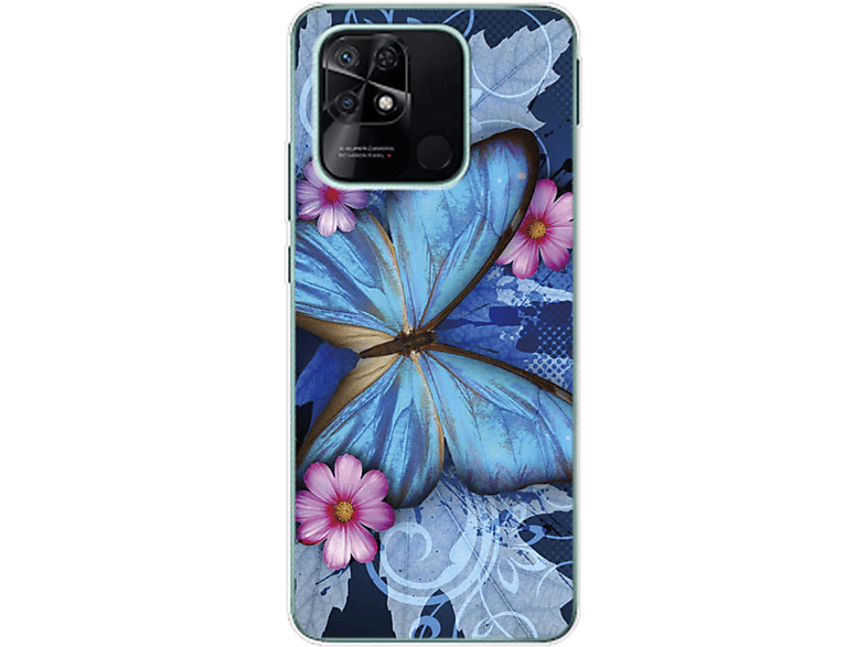 KÖNIG DESIGN Case, Backcover, Xiaomi, Blau Redmi 10C, Schmetterling
