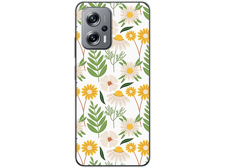 KÖNIG DESIGN Case, Backcover, Xiaomi, K50i, 2 Blumenmuster Redmi