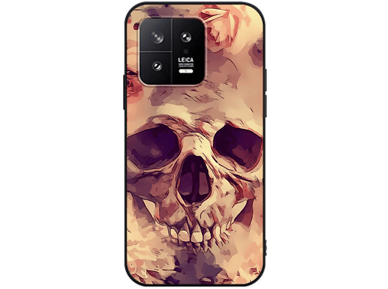 Case, Blumen DESIGN Backcover, Xiaomi, Totenkopf KÖNIG 13,