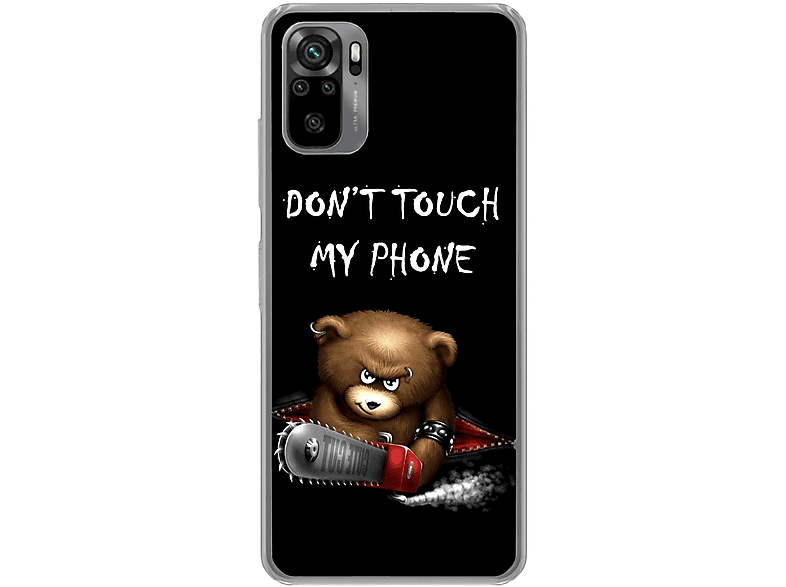 KÖNIG DESIGN Case, Backcover, Xiaomi, Redmi Note 10S, Dont Touch My Phone Bär Schwarz