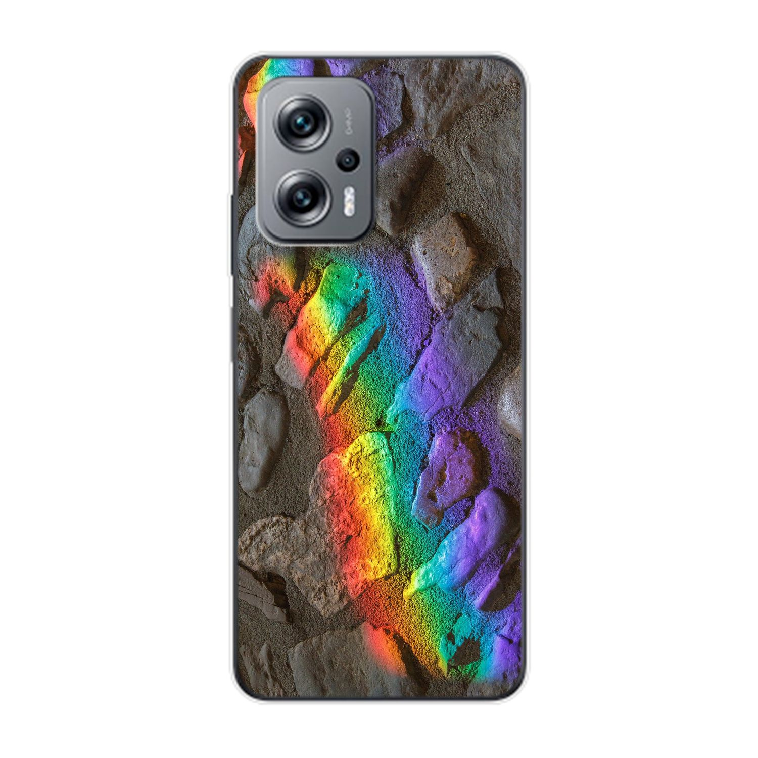 Xiaomi, Case, Backcover, Steine DESIGN K50i, KÖNIG Redmi Regenbogen