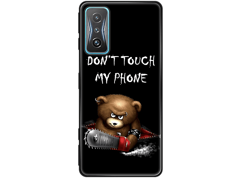KÖNIG DESIGN Case, Backcover, Xiaomi, Redmi K50 Gaming, Dont Touch My Phone Bär Schwarz