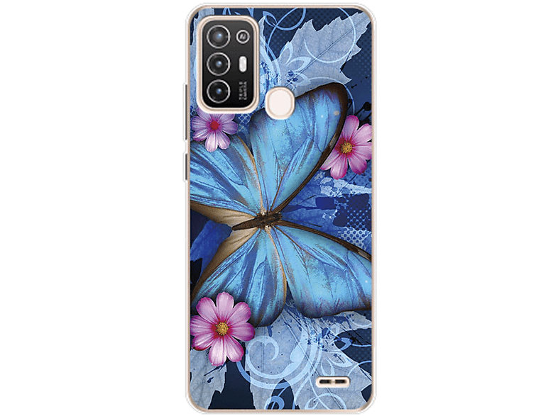 KÖNIG DESIGN Case, Backcover, ZTE, Blade A52, Schmetterling Blau