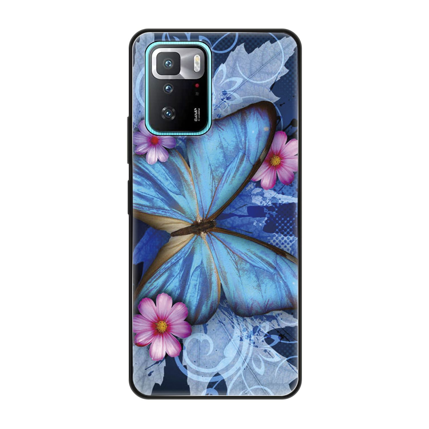 Schmetterling Xiaomi, KÖNIG Case, Blau Poco GT, Backcover, DESIGN X3
