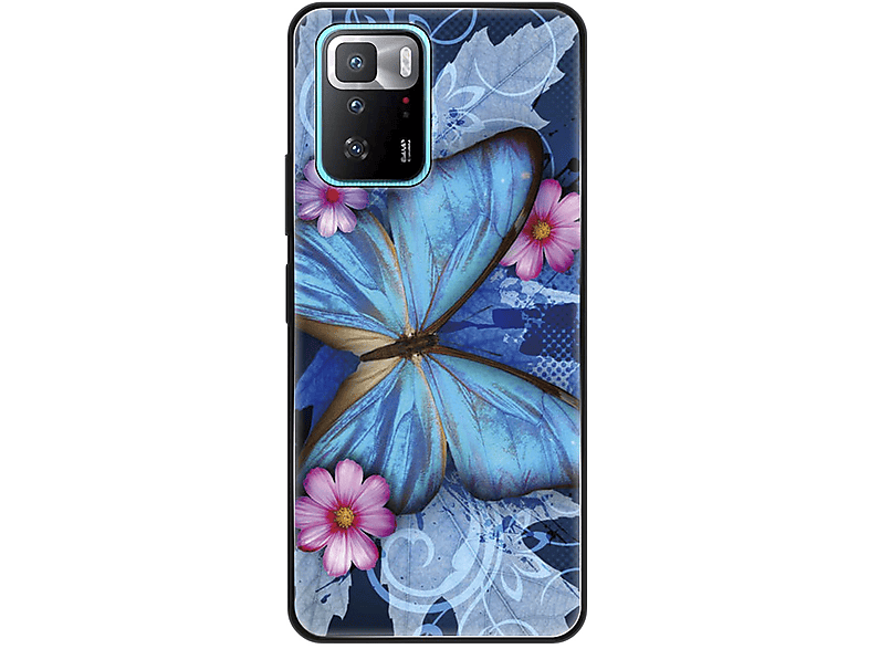 Schmetterling Xiaomi, KÖNIG Case, Blau Poco GT, Backcover, DESIGN X3