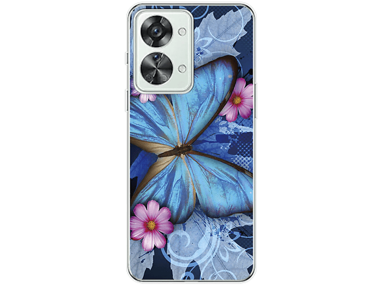 2T, Nord KÖNIG Schmetterling Case, Backcover, DESIGN OnePlus, Blau