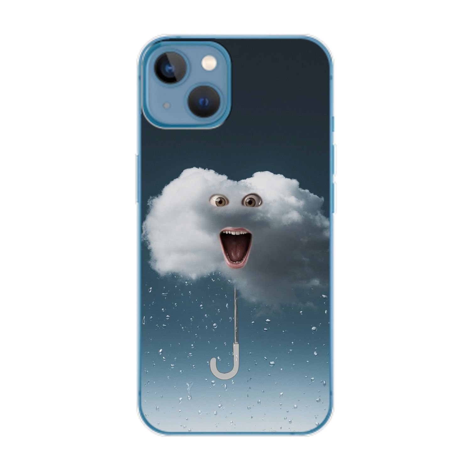 Apple, 14 Backcover, iPhone Plus, KÖNIG DESIGN Case, Regenwolke
