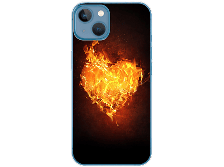 KÖNIG DESIGN Case, Backcover, Apple, iPhone 14 Plus, Brennendes Herz