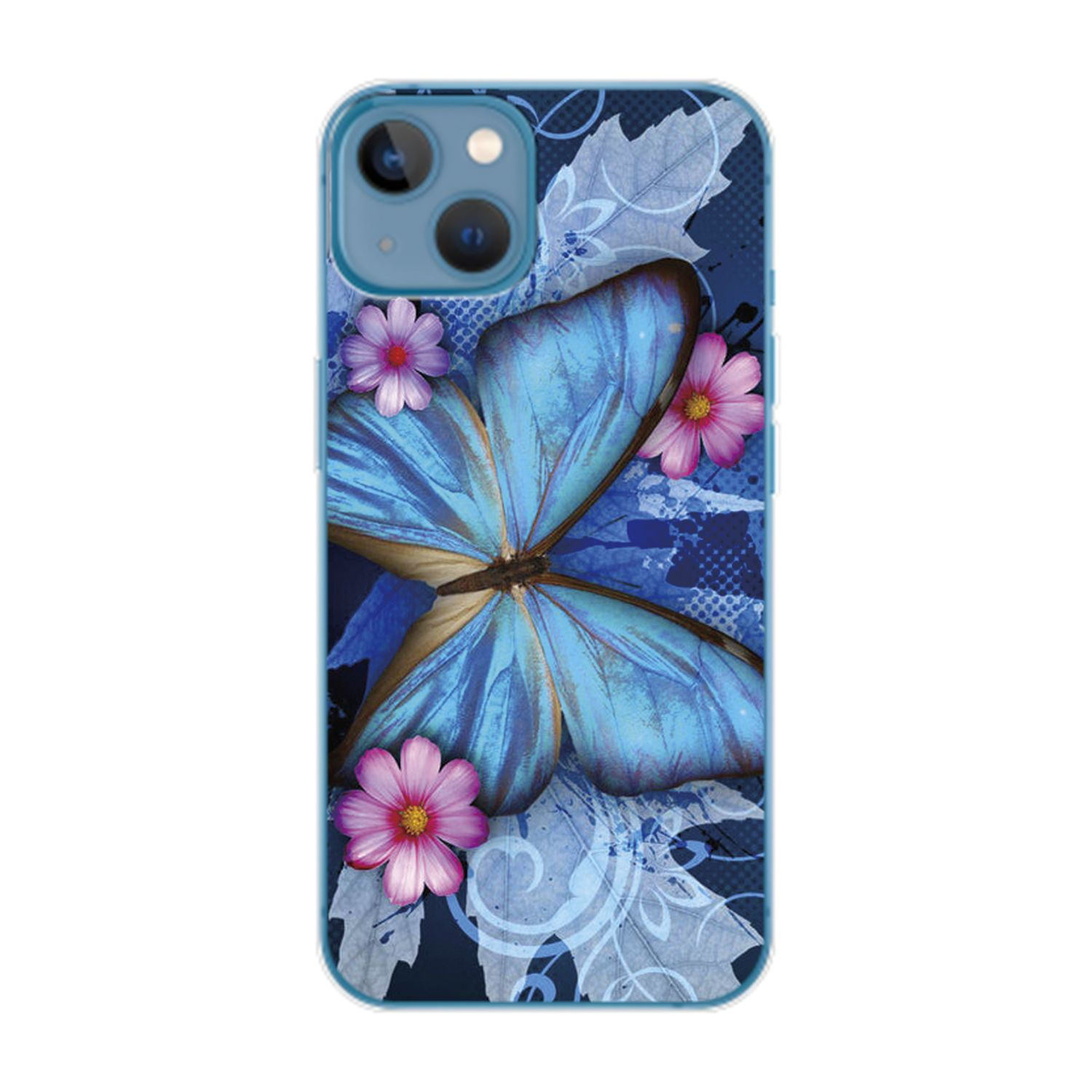 DESIGN 14 KÖNIG Case, Schmetterling iPhone Apple, Plus, Blau Backcover,