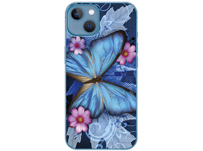 KÖNIG DESIGN Case, iPhone Blau Plus, Apple, Schmetterling Backcover, 14