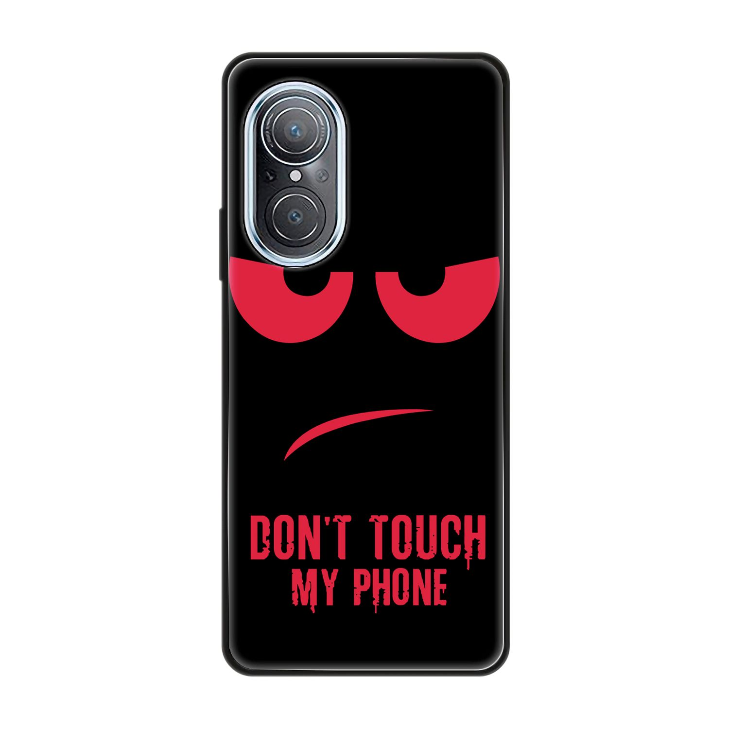 Handyhülle mit wütendem Gesicht und dem Text 'DON'T TOUCH MY PHONE'.