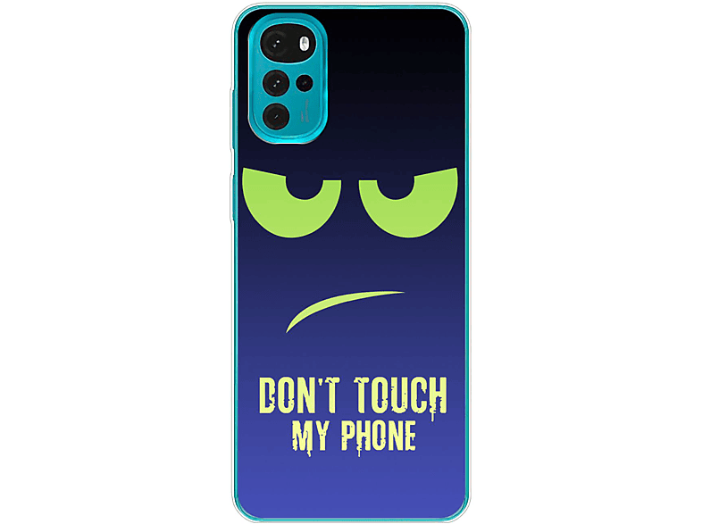 KÖNIG DESIGN Case, Backcover, Motorola, Moto G22, Dont Touch My Phone Grün Blau