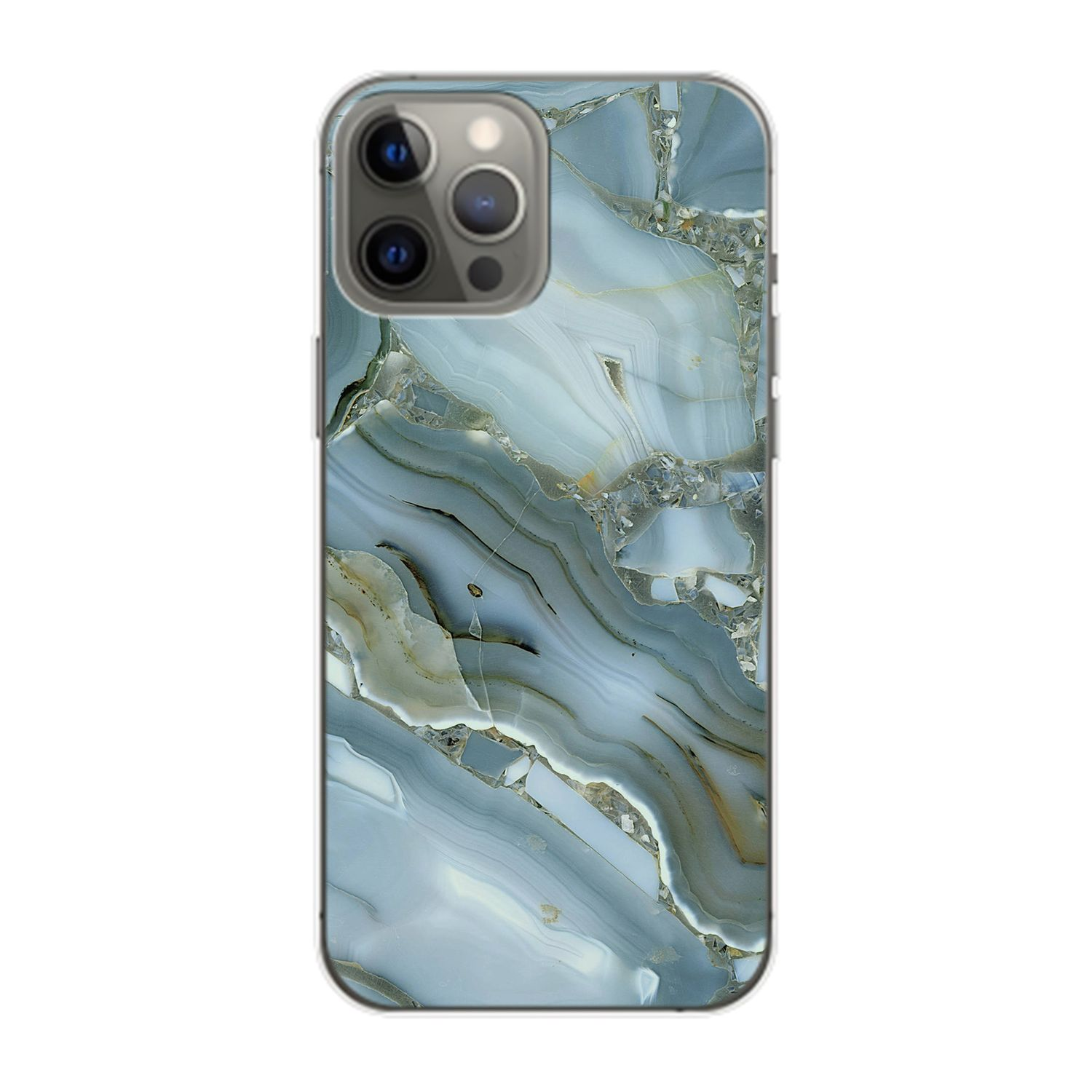 KÖNIG DESIGN Case, iPhone Apple, Pro Max, Blau Backcover, Marmor 14