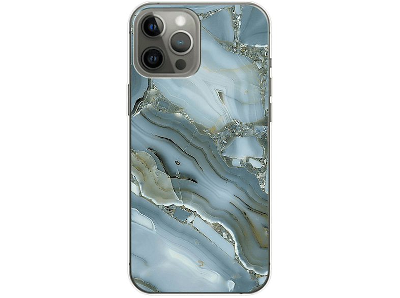 KÖNIG DESIGN Case, iPhone Apple, Pro Max, Blau Backcover, Marmor 14