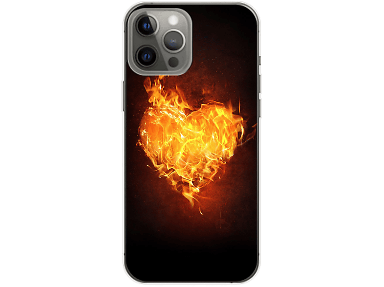 KÖNIG DESIGN Case, Max, Herz Backcover, 14 Brennendes iPhone Pro Apple