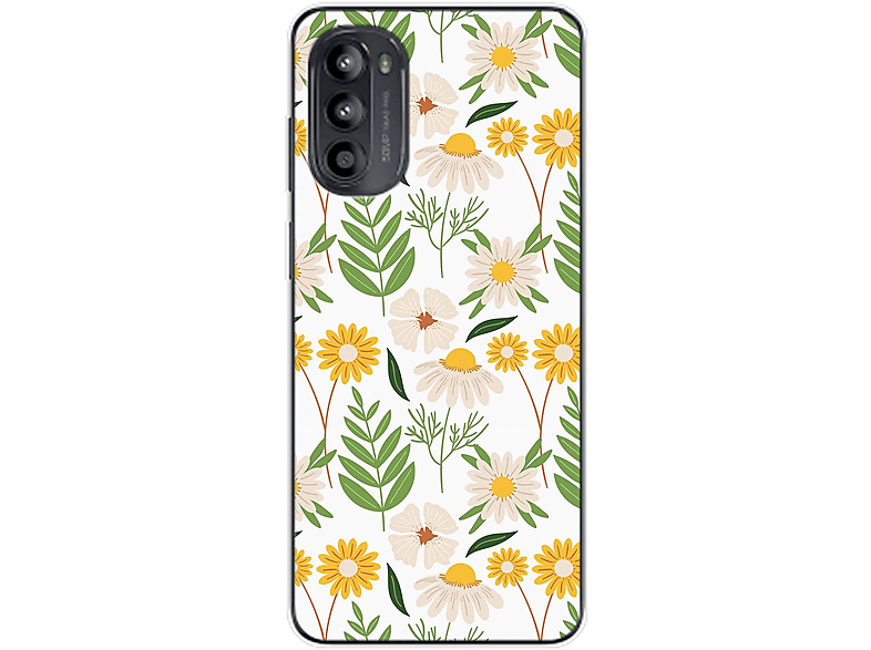 KÖNIG DESIGN Case, Backcover, Motorola, Moto G62, Blumenmuster 2