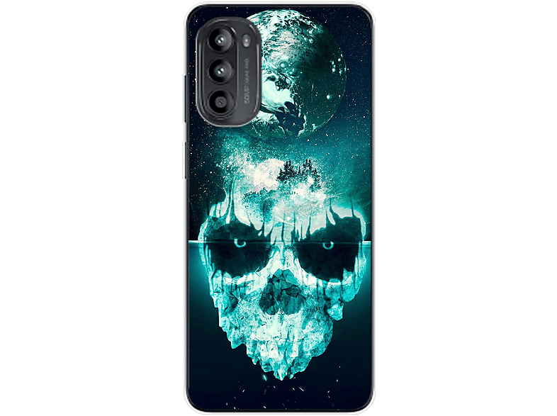 DESIGN Backcover, KÖNIG Moto G62, Motorola, Totenkopf Case,