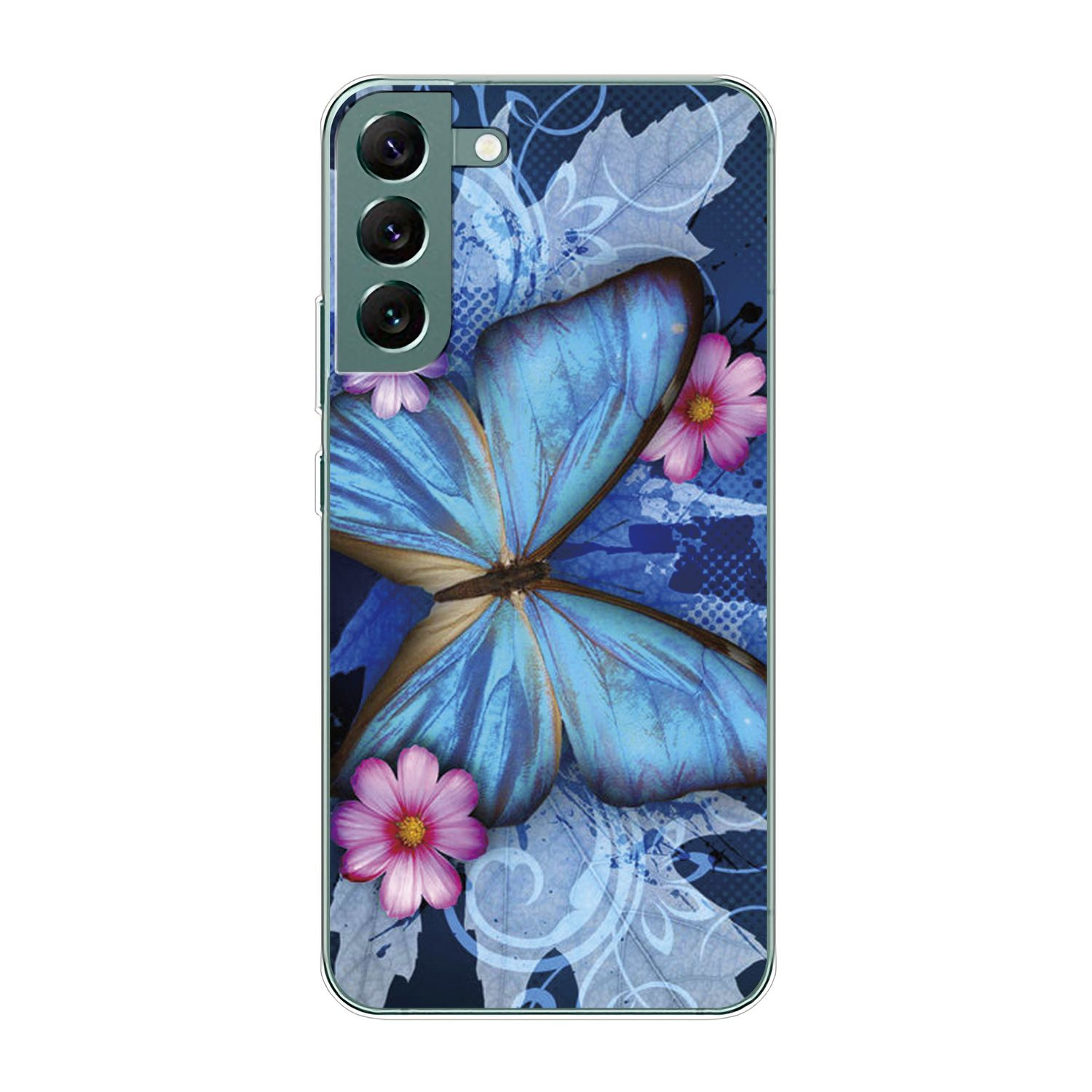 Plus Case, KÖNIG Blau Samsung, 5G, Schmetterling DESIGN Backcover, S22 Galaxy