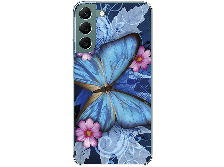 KÖNIG DESIGN Case, Backcover, Samsung, 5G, Galaxy Blau S22 Plus Schmetterling