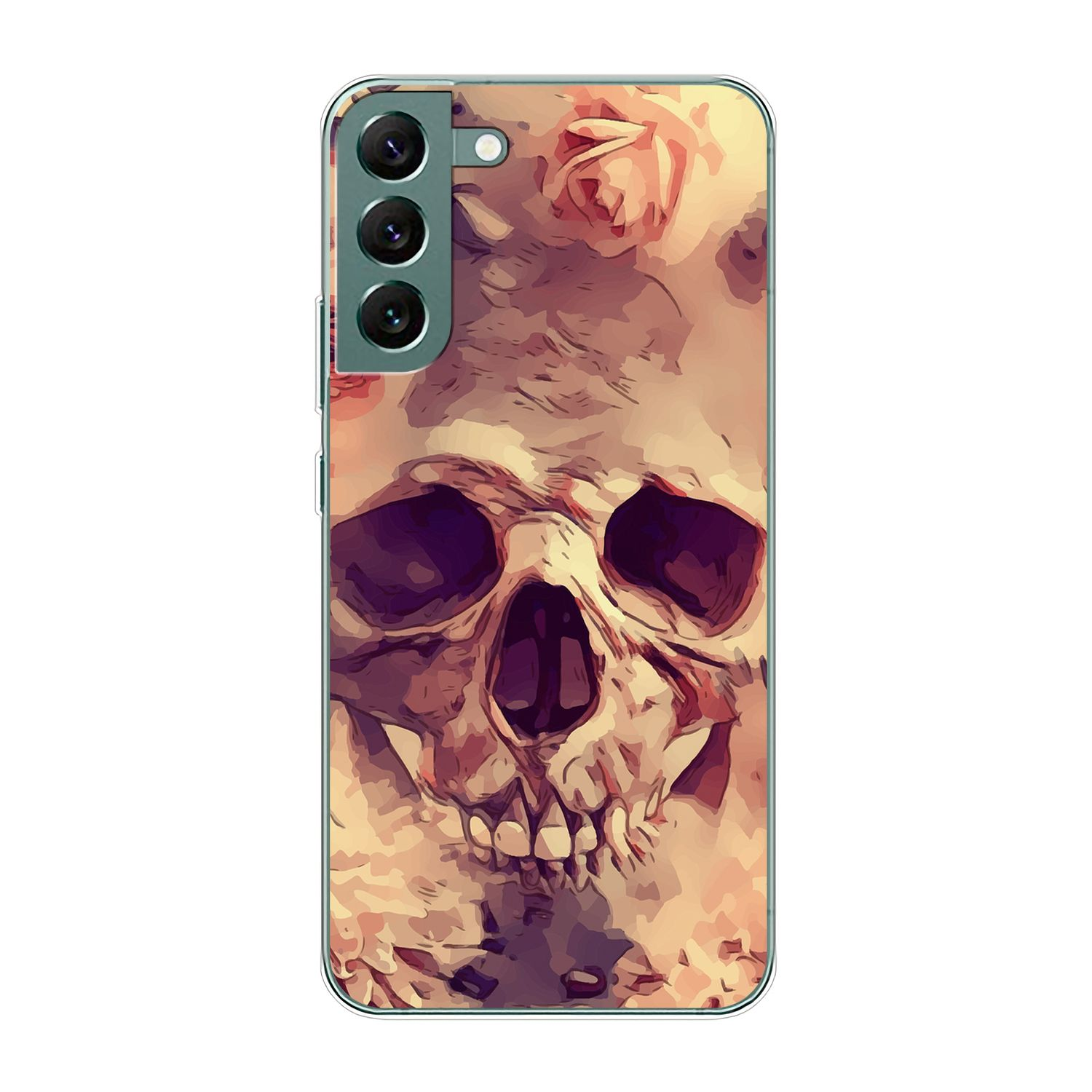 KÖNIG DESIGN Case, Samsung, Totenkopf Backcover, Plus Galaxy Blumen S22 5G